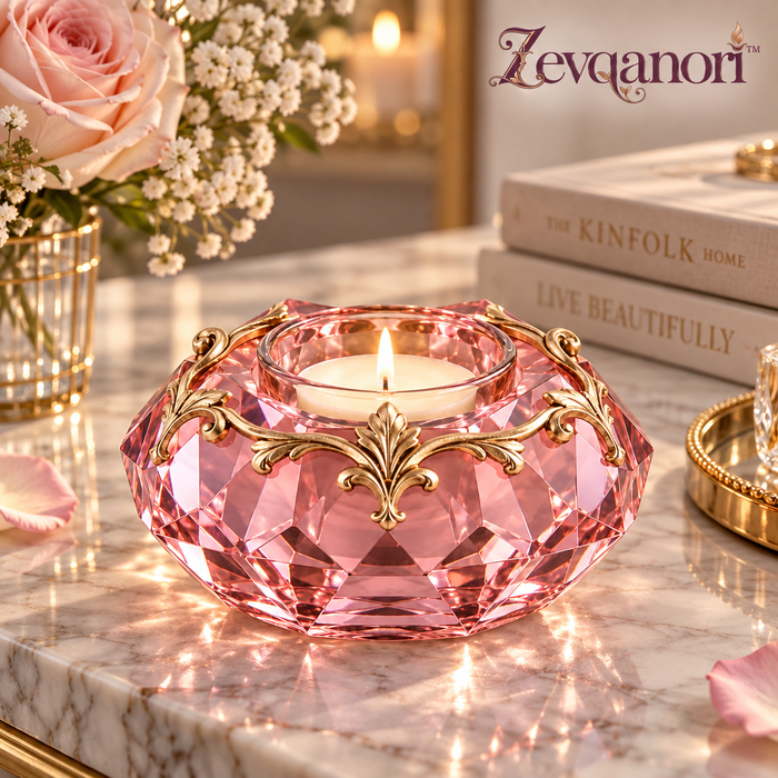 Zevqanori™ Pink Faceted Tealight Holder