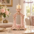 Zevqanori™ Blush Rose Arch Pillar Candle Holder