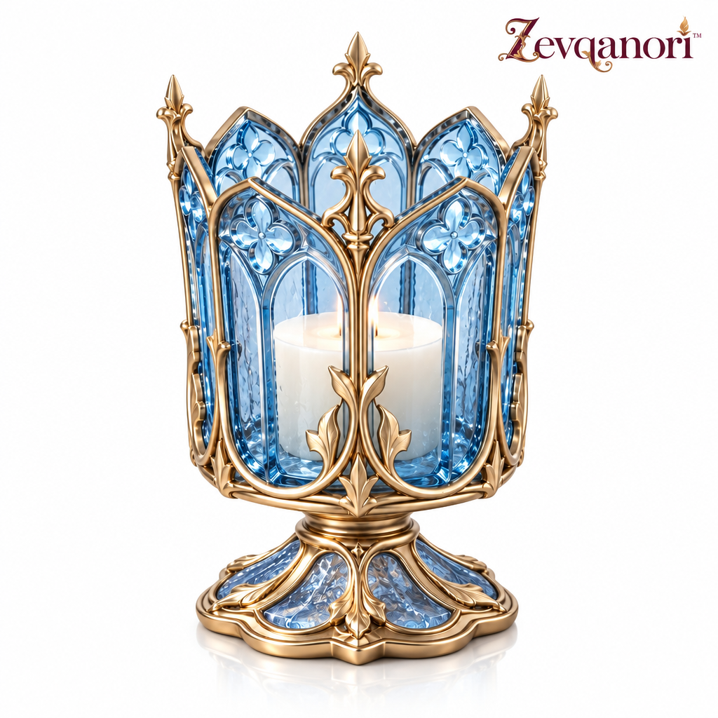Zevqanori™ Blue Cathedral Candle Lantern