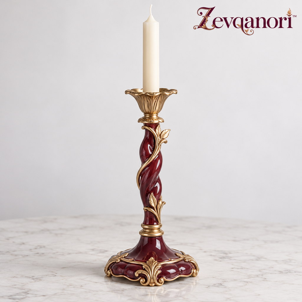 Zevqanori™ Burgundy Vine Taper Candlestick