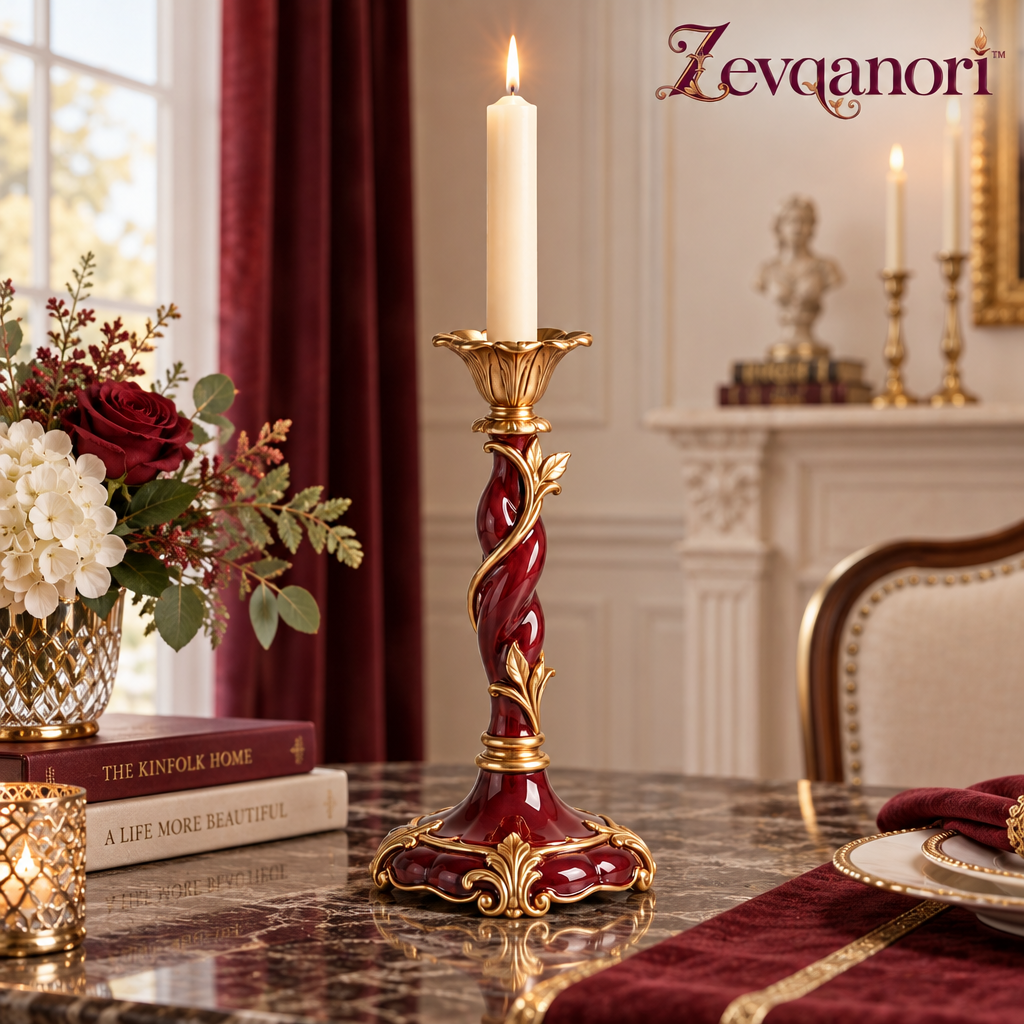 Zevqanori™ Burgundy Vine Taper Candlestick