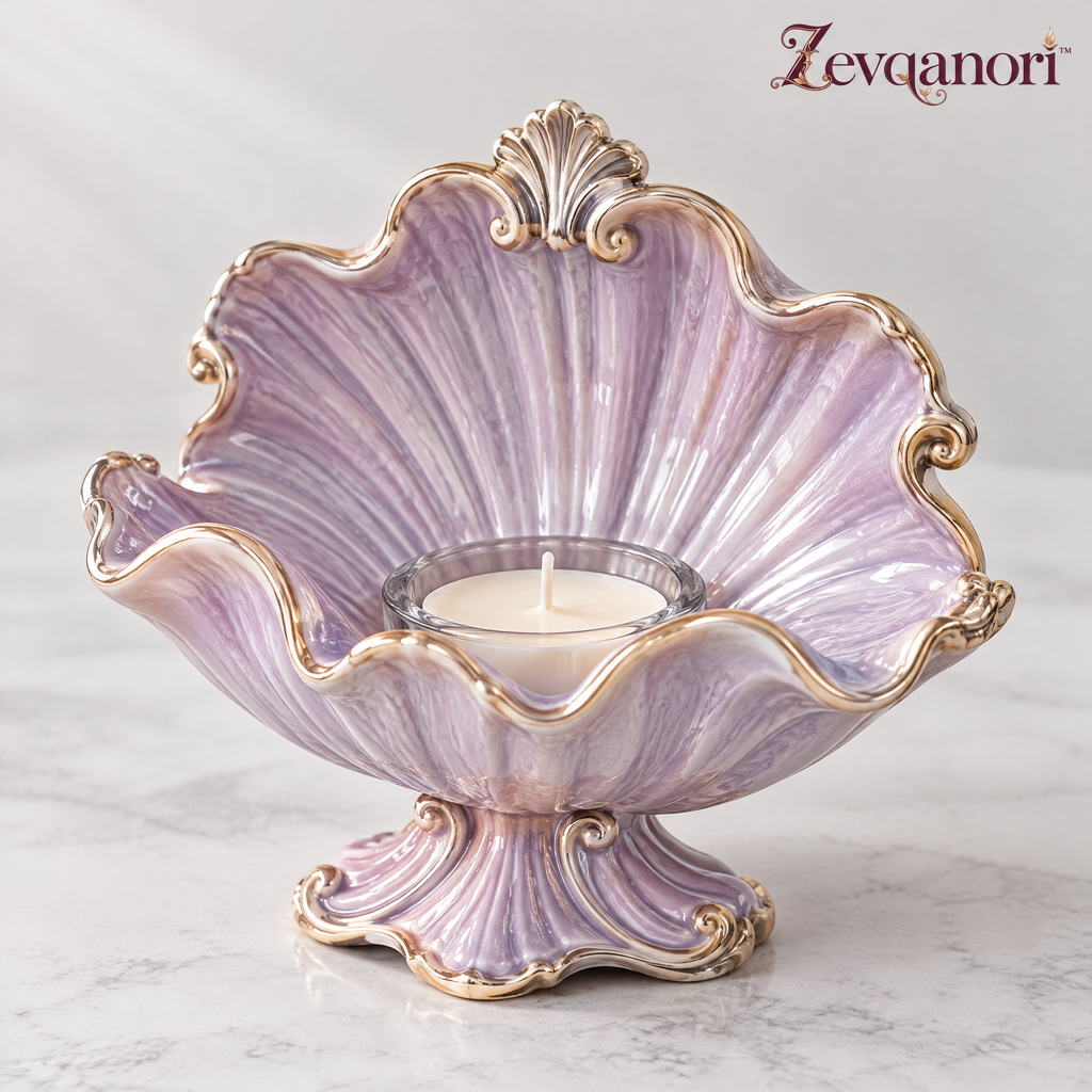 Zevqanori™ Lavender Shell Tealight Holder