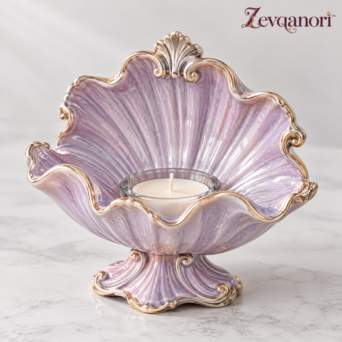 Zevqanori™ Lavender Shell Tealight Holder
