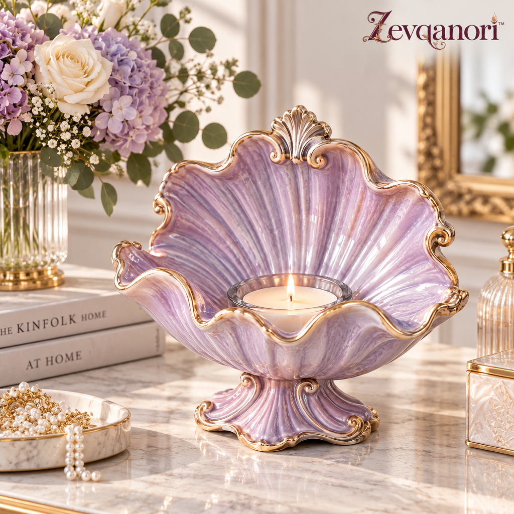 Zevqanori™ Lavender Shell Tealight Holder
