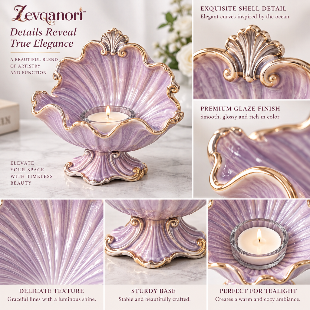 Zevqanori™ Lavender Shell Tealight Holder