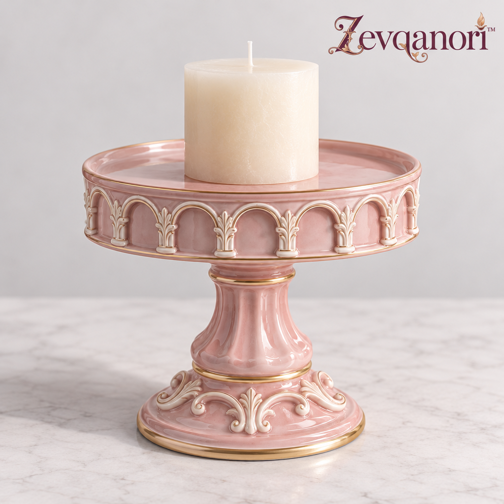 Zevqanori™ Blush Arcade Pillar Candle Stand