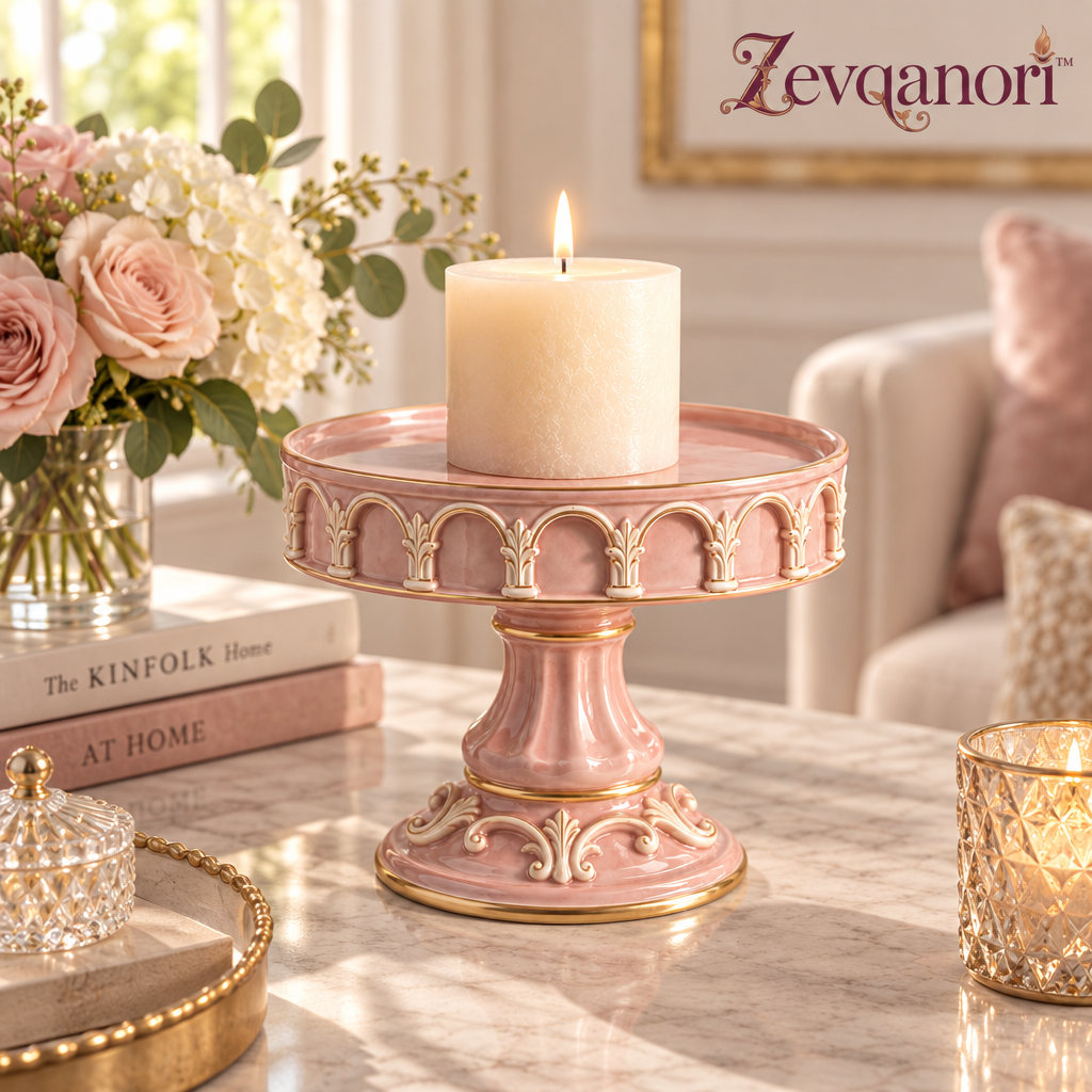 Zevqanori™ Blush Arcade Pillar Candle Stand