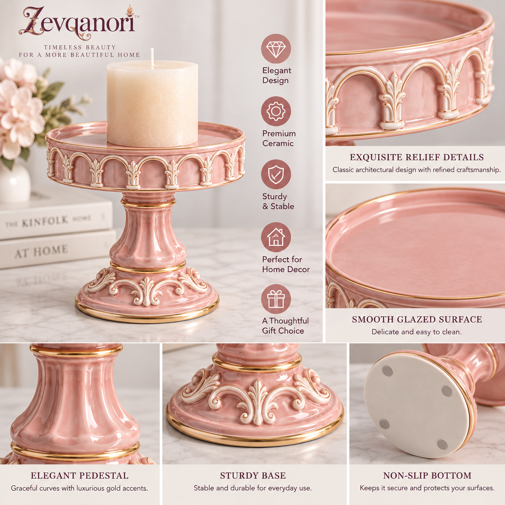 Zevqanori™ Blush Arcade Pillar Candle Stand