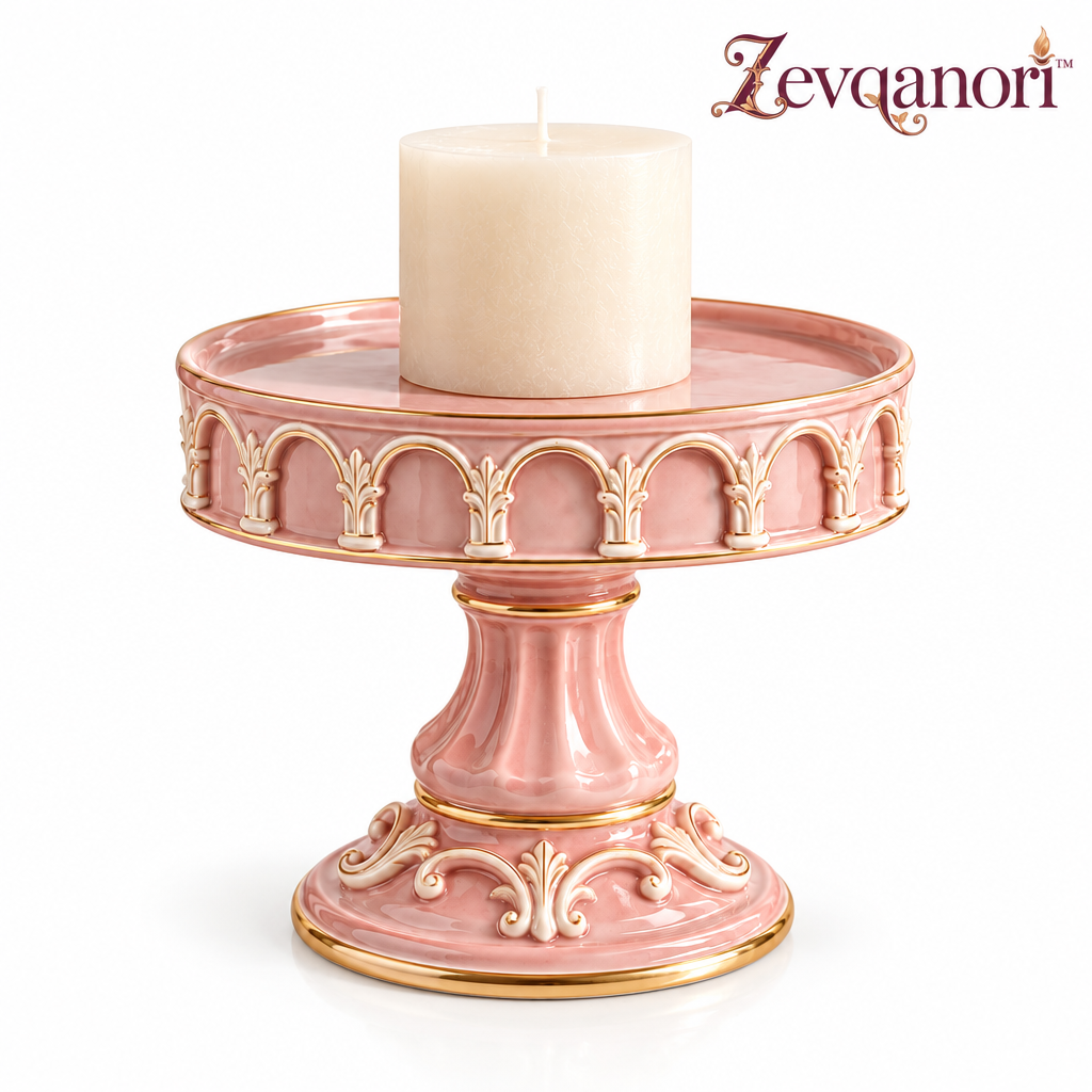 Zevqanori™ Blush Arcade Pillar Candle Stand