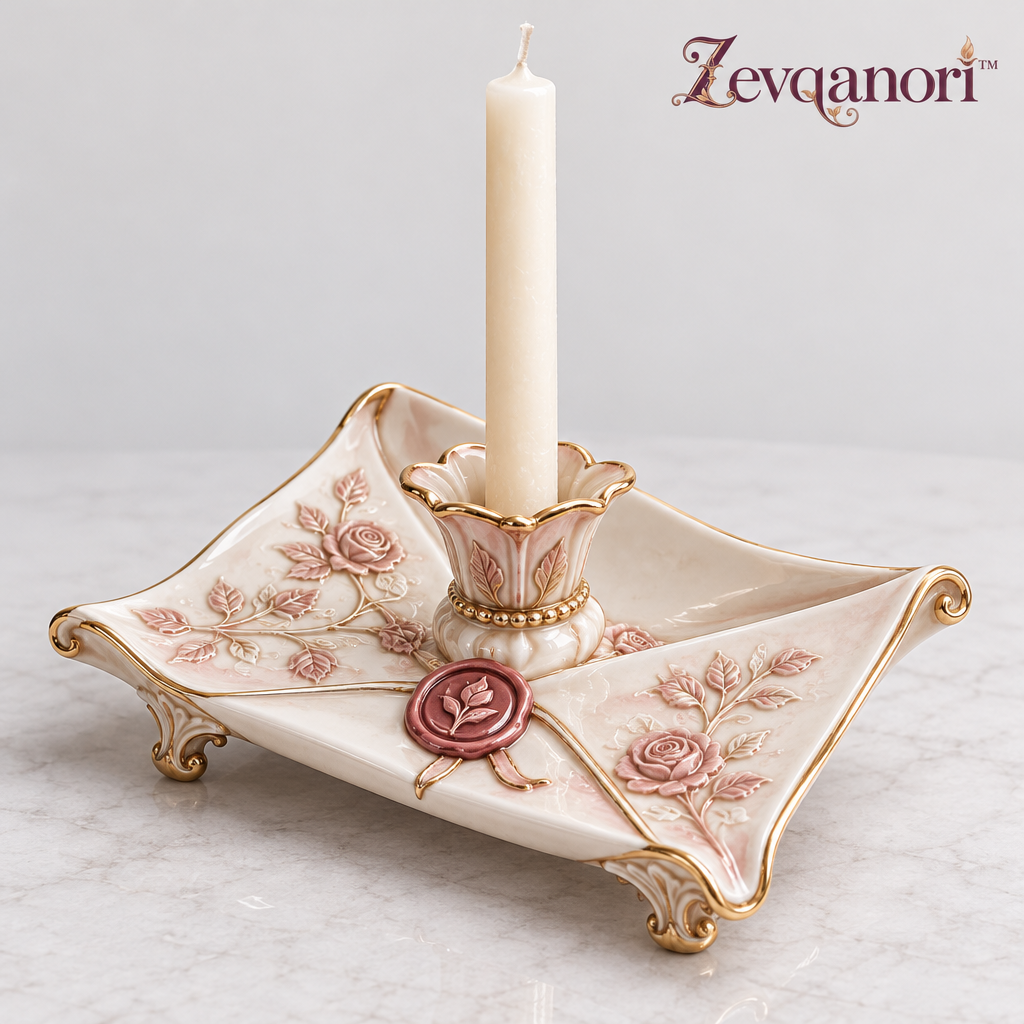 Zevqanori™ Rose Letter Taper Candle Holder