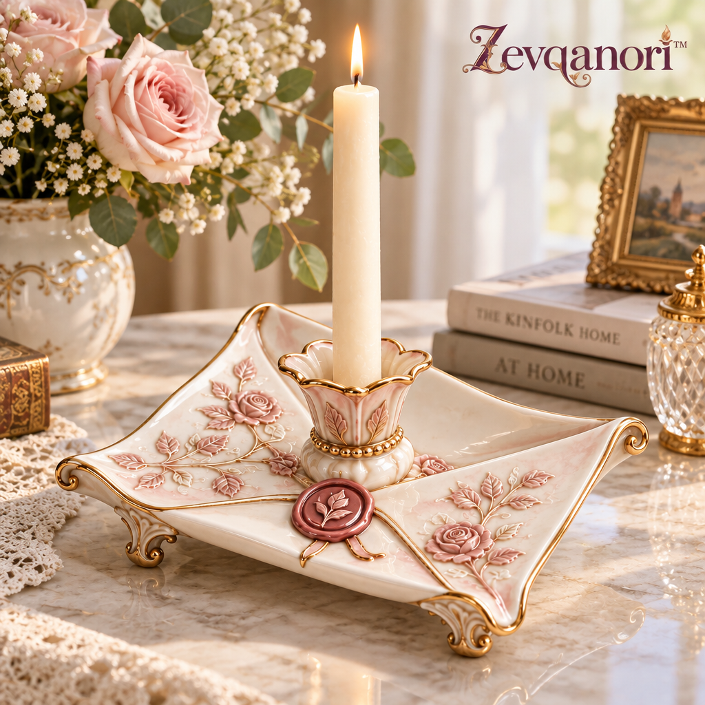 Zevqanori™ Rose Letter Taper Candle Holder