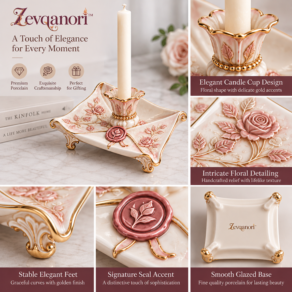 Zevqanori™ Rose Letter Taper Candle Holder