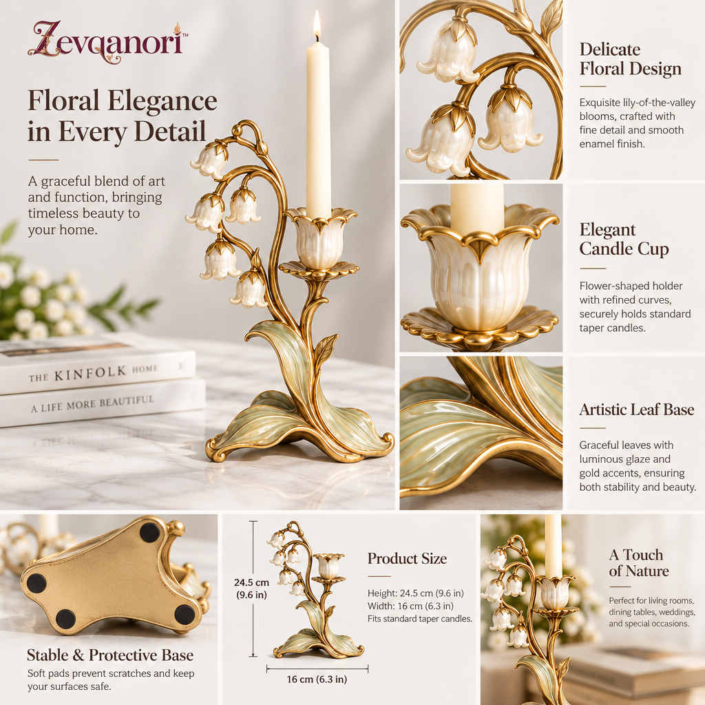 Zevqanori™ Lily of the Valley Taper Candle Holder