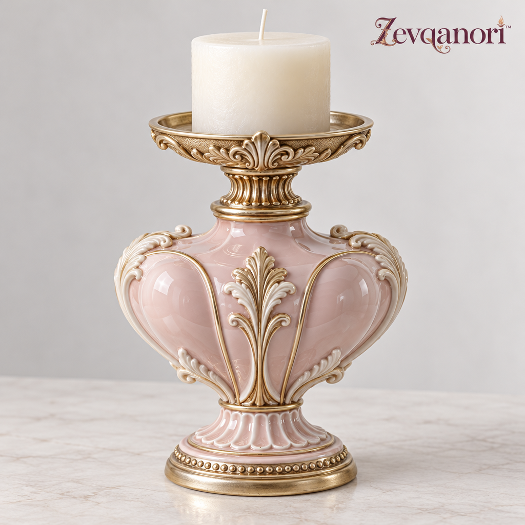 Zevqanori™ Blush Urn Pillar Candle Holder