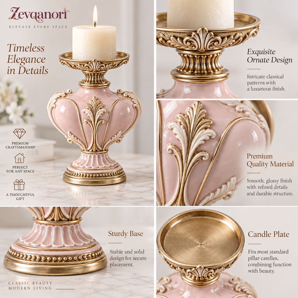 Zevqanori™ Blush Urn Pillar Candle Holder