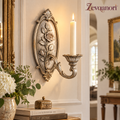 Zevqanori™ Silver-Tone Rose Wall Candle Sconce