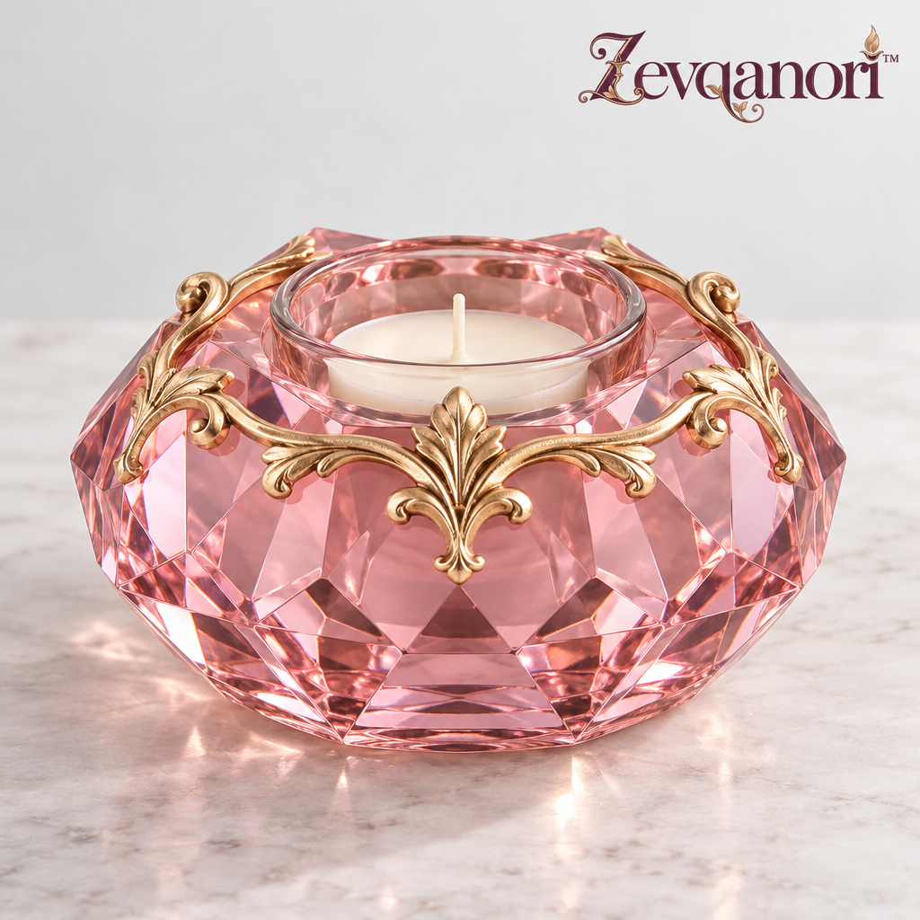 Zevqanori™ Pink Faceted Tealight Holder