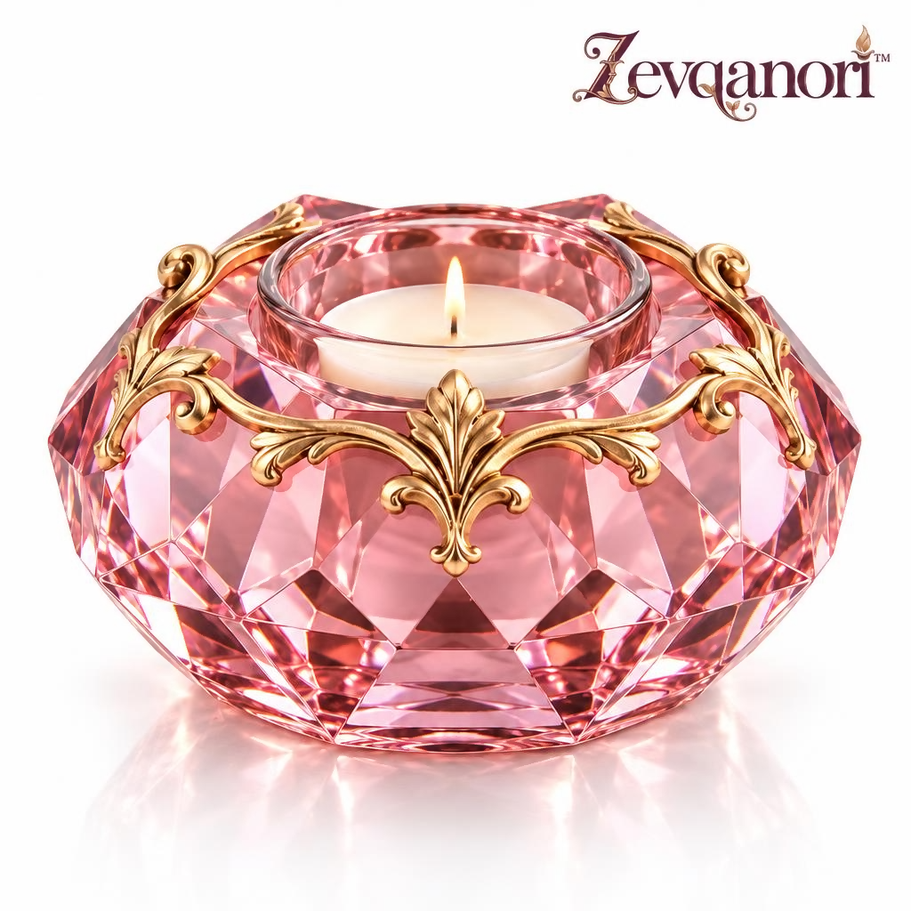 Zevqanori™ Pink Faceted Tealight Holder