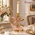 Zevqanori™ Blush Bow Taper Candlestick